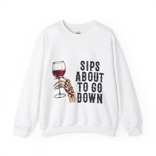 Sips About To Go Down Funny Skeleton Sarcasm Premium Unisex Heavy Blend Crewneck Sweatshirt