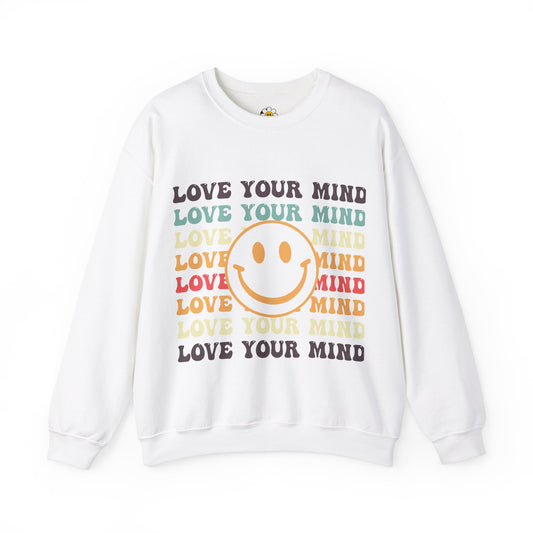 Love Your Mind Smiley Face  Unisex Heavy Blend Crewneck Sweatshirt