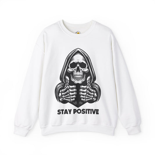 Stay Positive Funny Skeleton Sarcasm Premium Unisex Heavy Blend Crewneck Sweatshirt