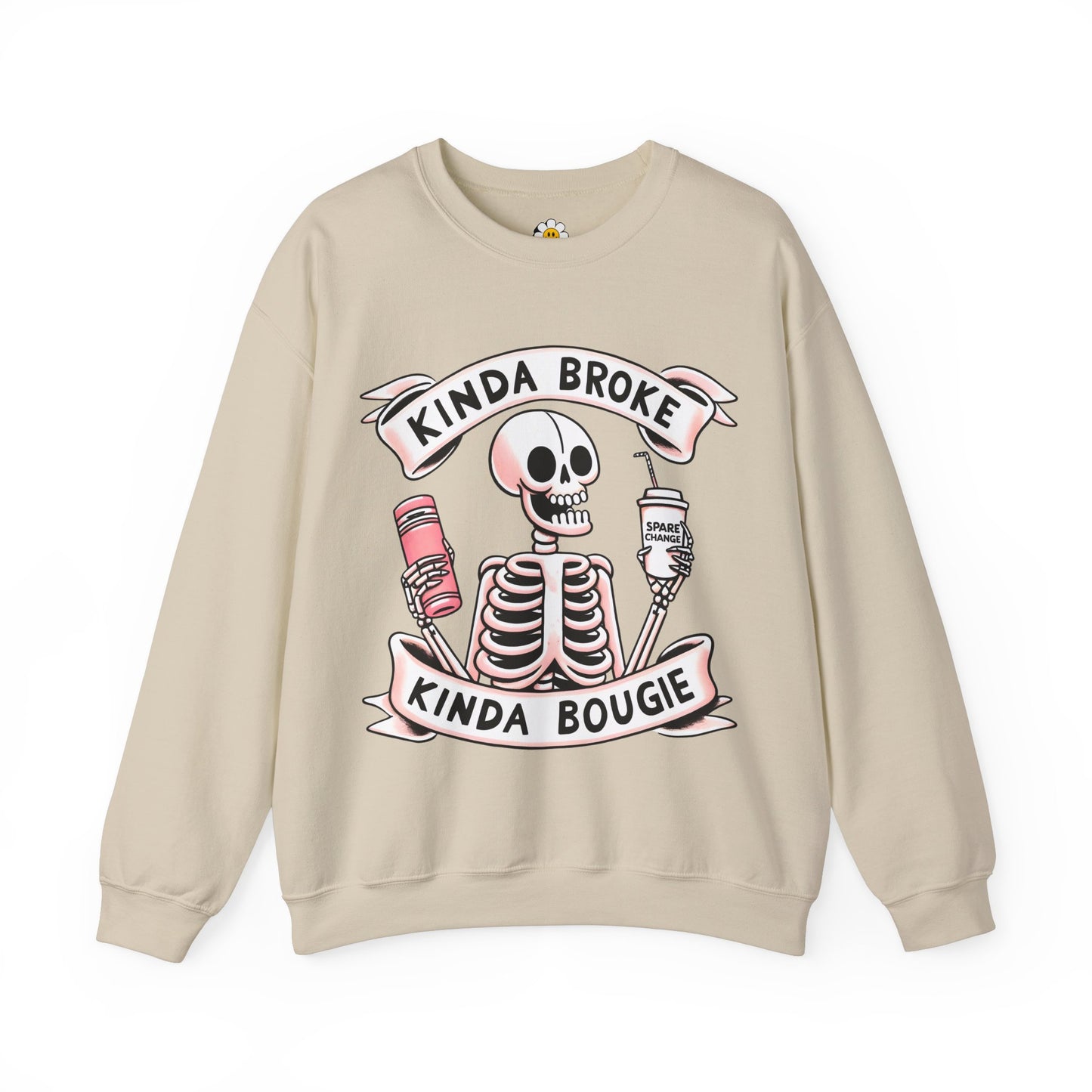 Kinda Broke Kinda Bougie Funny Sarcasm Premium Unisex Heavy Blend Crewneck Sweatshirt