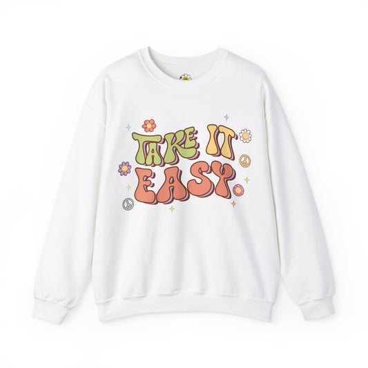 Take it Easy Cute Inspirational Mental Health Awareness Unisex Heavy Blend Crewneck Sweatshirt