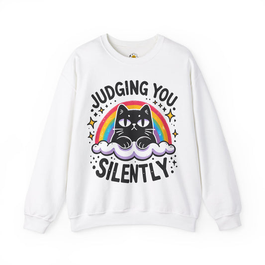 Judging You Silently Funny Cat Lover Sarcasm Premium Unisex Heavy Blend Crewneck Sweatshirt