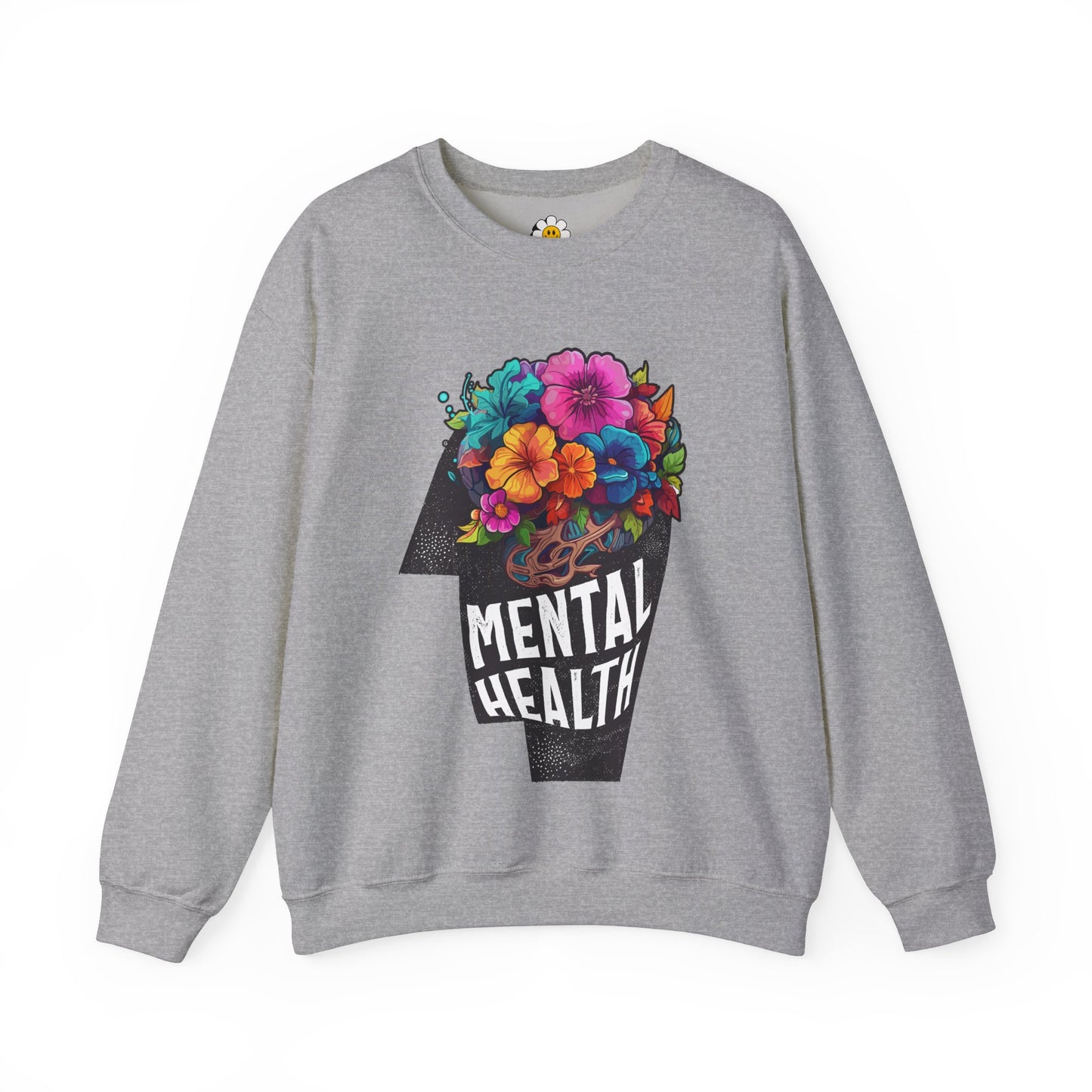 Mental Health Floral Unisex Heavy Blend Crewneck Sweatshirt