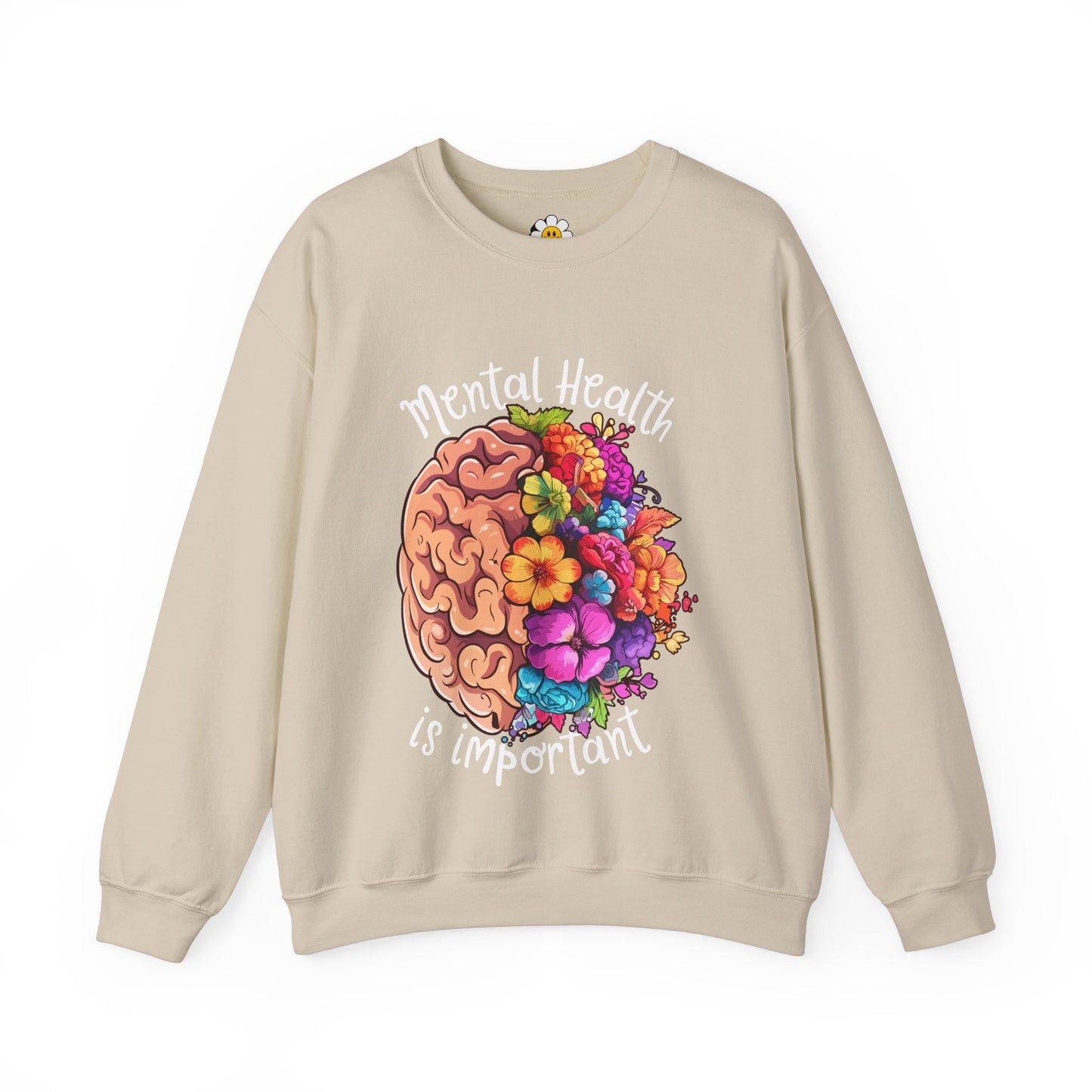 Mental Health is Important Floral Unisex Heavy Blend Crewneck Sweatshirt