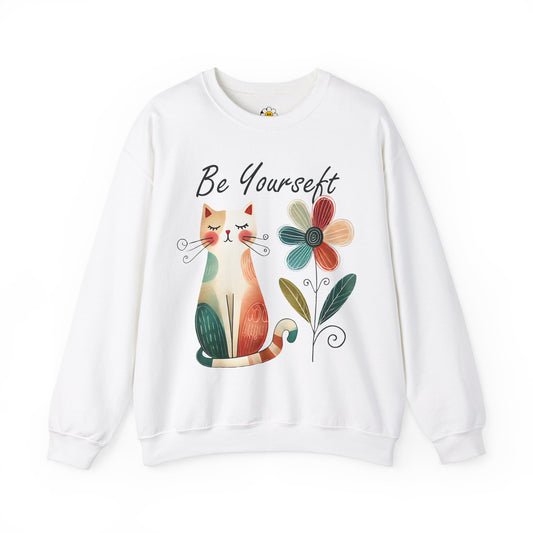 Be Yourself Cute Cat Lover Sarcasm Premium Unisex Heavy Blend Crewneck Sweatshirt