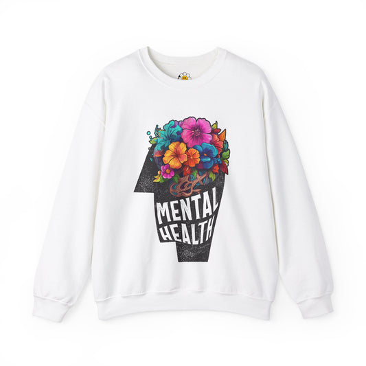 Mental Health Floral Unisex Heavy Blend Crewneck Sweatshirt