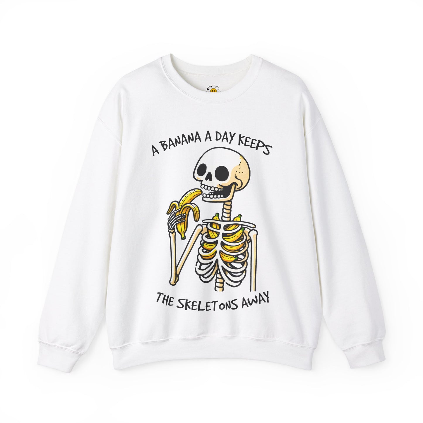 A Banana A Day Keeps The Skeletons Away Funny Skeleton Sarcasm Premium Unisex Heavy Blend Crewneck Sweatshirt