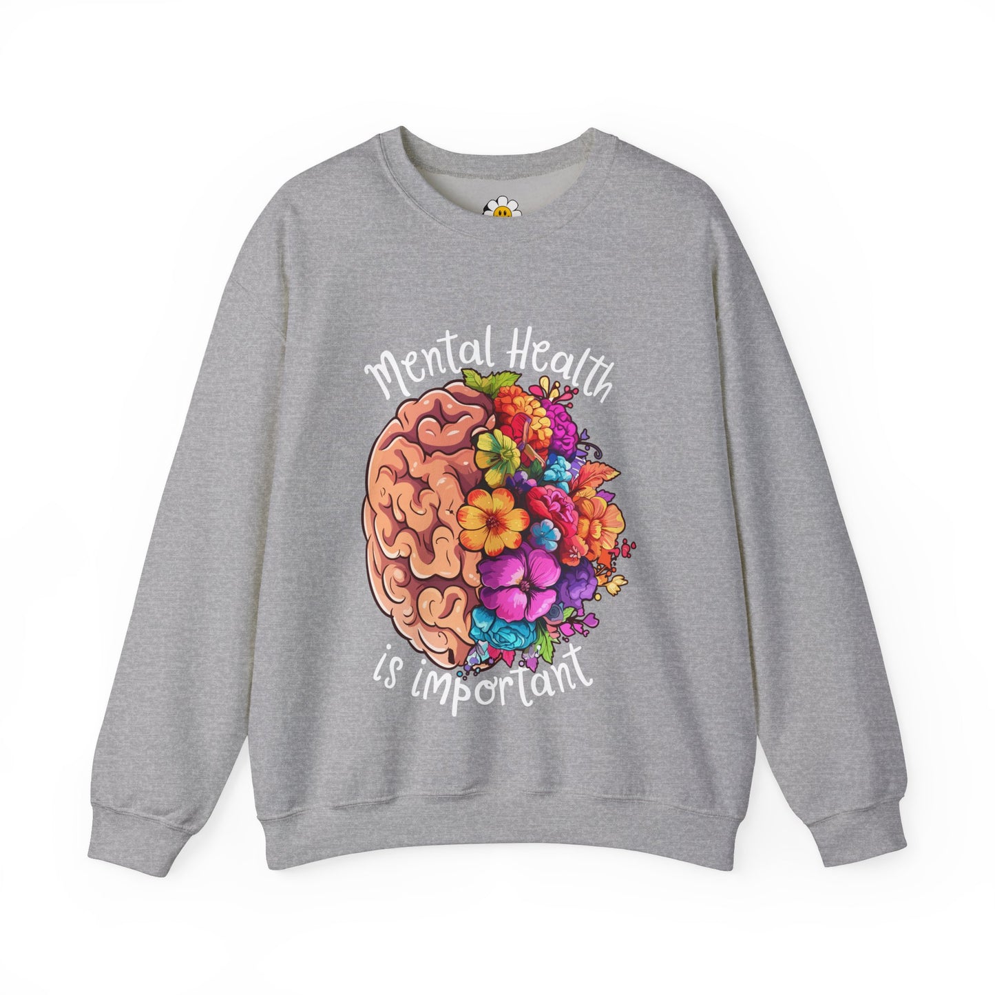 Mental Health is Important Floral Unisex Heavy Blend Crewneck Sweatshirt