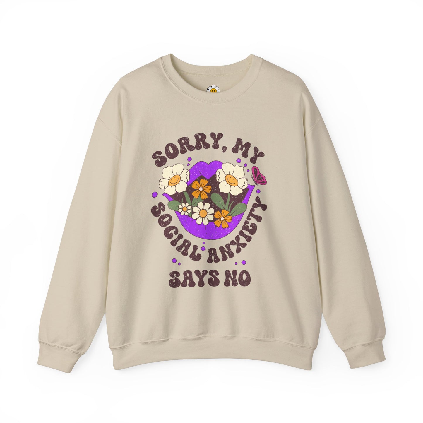 Sorry My Social Anxiety Says No Funny Cute Mental Health Premium Unisex Heavy Blend Crewneck Sweatshirt