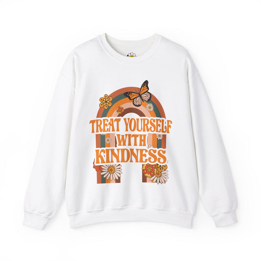 Treat Yourself With Kindness Rainbow Unisex Heavy Blend Crewneck Sweatshirt