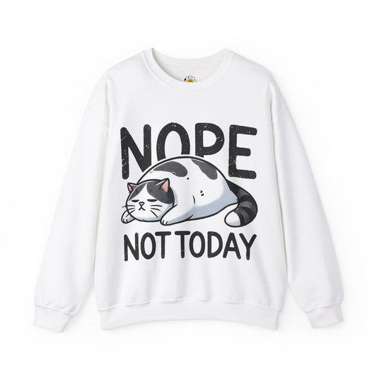 Nope Not Today Funny Cat Lover Sarcasm Premium Unisex Heavy Blend Crewneck Sweatshirt