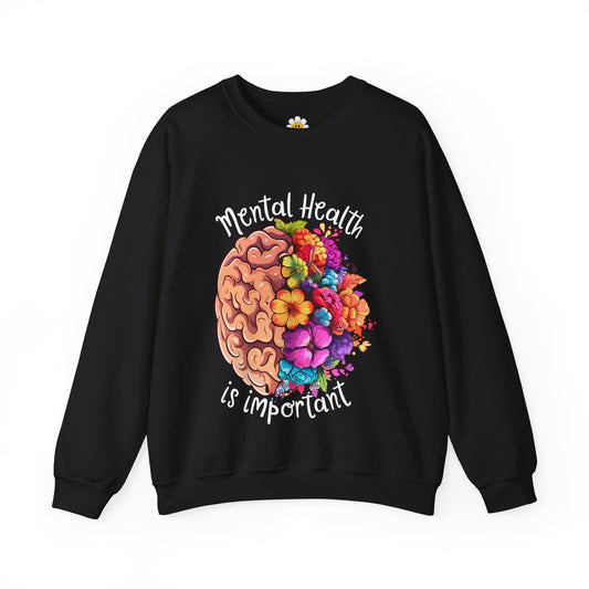 Mental Health is Important Floral Unisex Heavy Blend Crewneck Sweatshirt